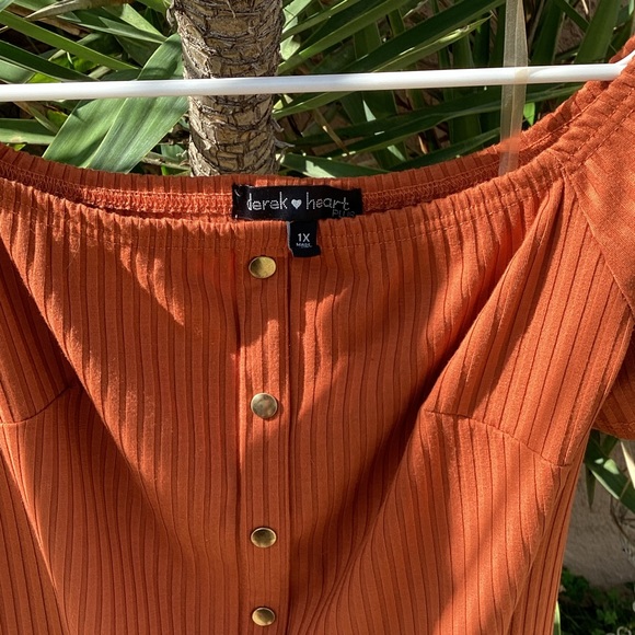 Orange Off the Shoulder Dress - Picture 2 of 6